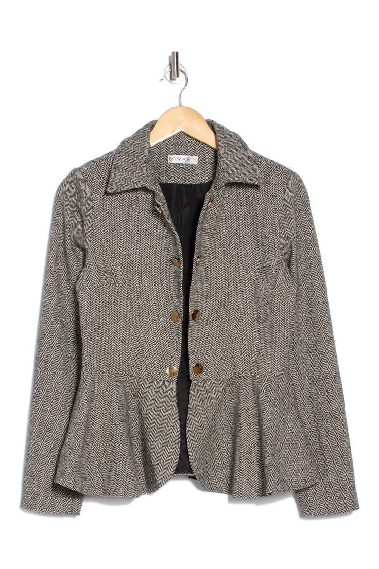 Herringbone Peplum Jacket, Alternate, color, GREY