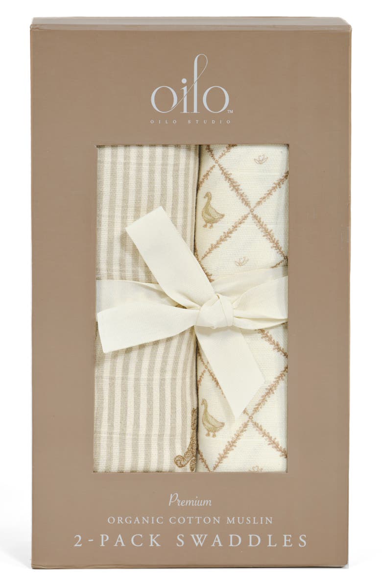 Oilo 2-Pack Organic Cotton Muslin Swaddle Blankets, Alternate, color, 