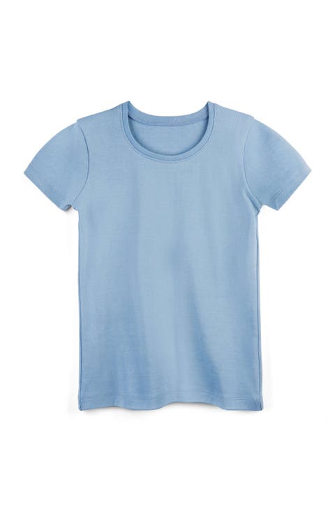 Organic Cotton Short Sleeve Ribbed Scoop Neck Tee