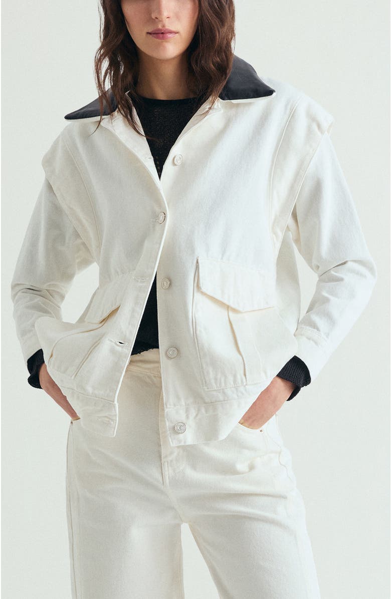 Scalpers Contrast Denim Jacket, Main, color, Ecru