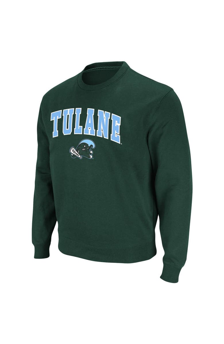COLOSSEUM Men's Colosseum Green Tulane Green Wave Arch & Logo Tackle Twill Pullover Sweatshirt, Alternate, color, Green