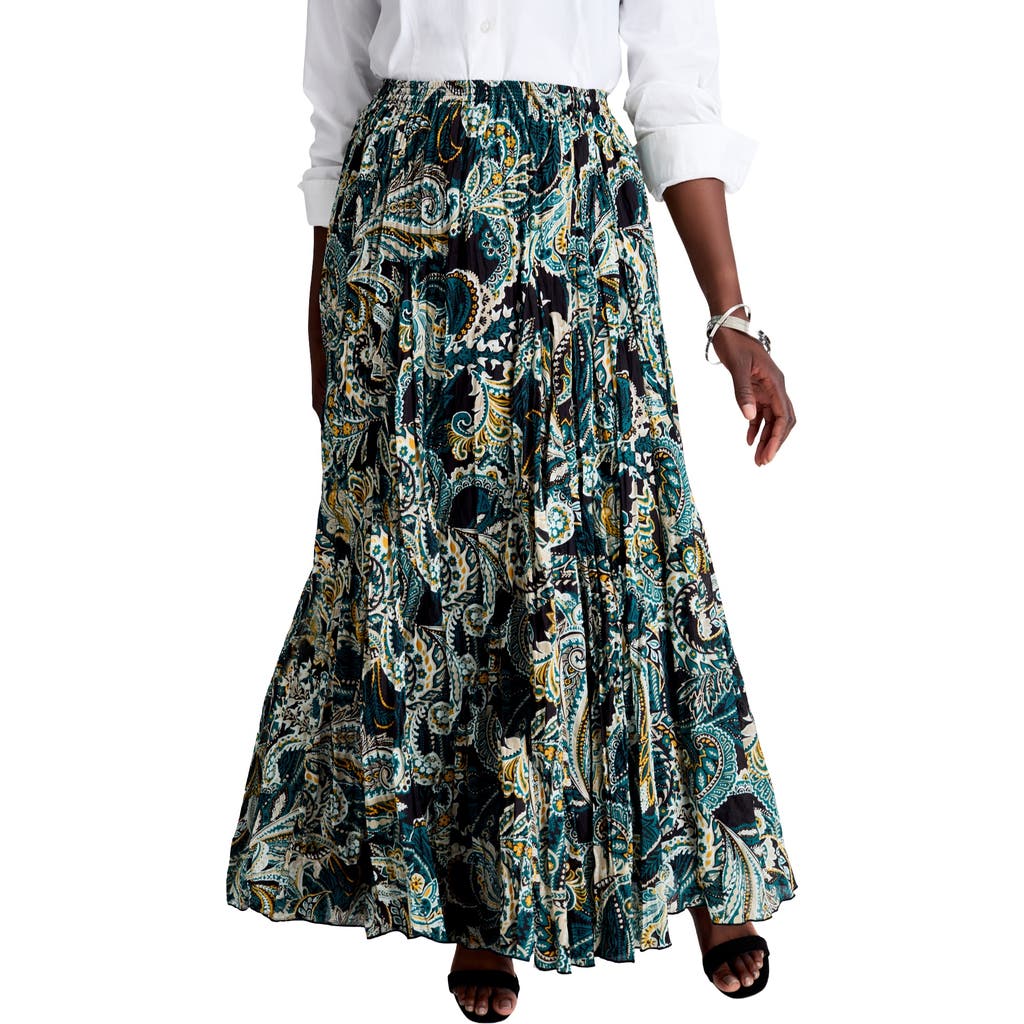Jessica London Flowing Crinkled Maxi Skirt In Green