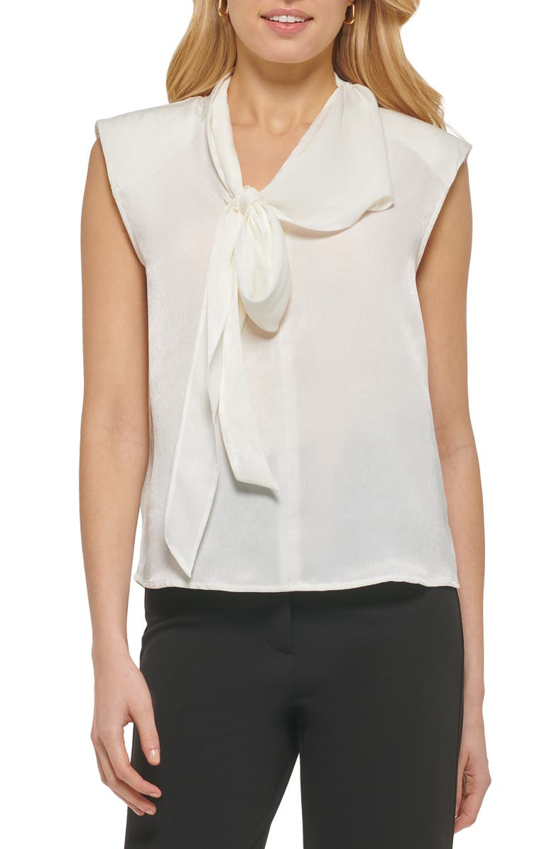 DKNY Tie V-Neck Blouse, Main, color, 
