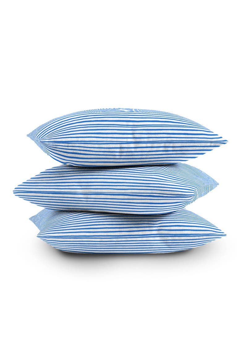 Blue Stripes Throw Pillow, Alternate, color, WHITE