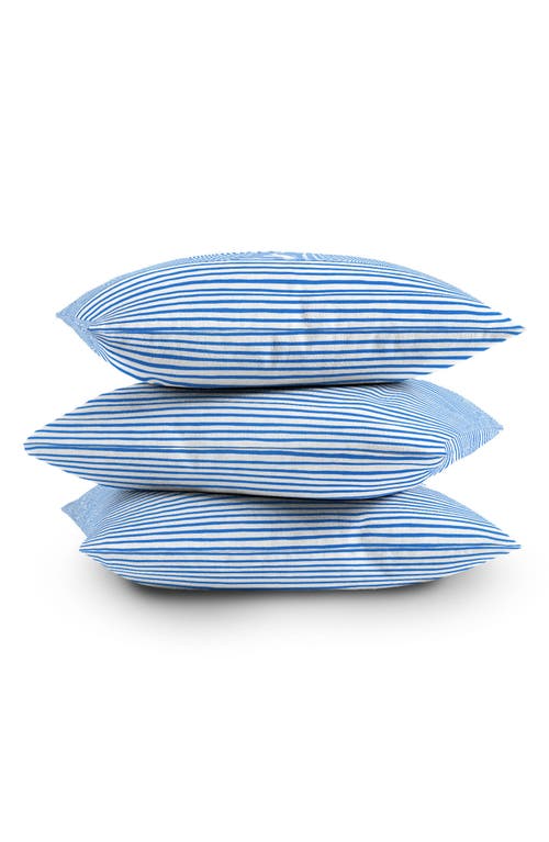 Deny Designs Blue Stripes Throw Pillow In White