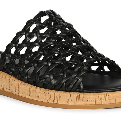 Jelavu Cloud Woven Leather Cork Slide Sandal In Black