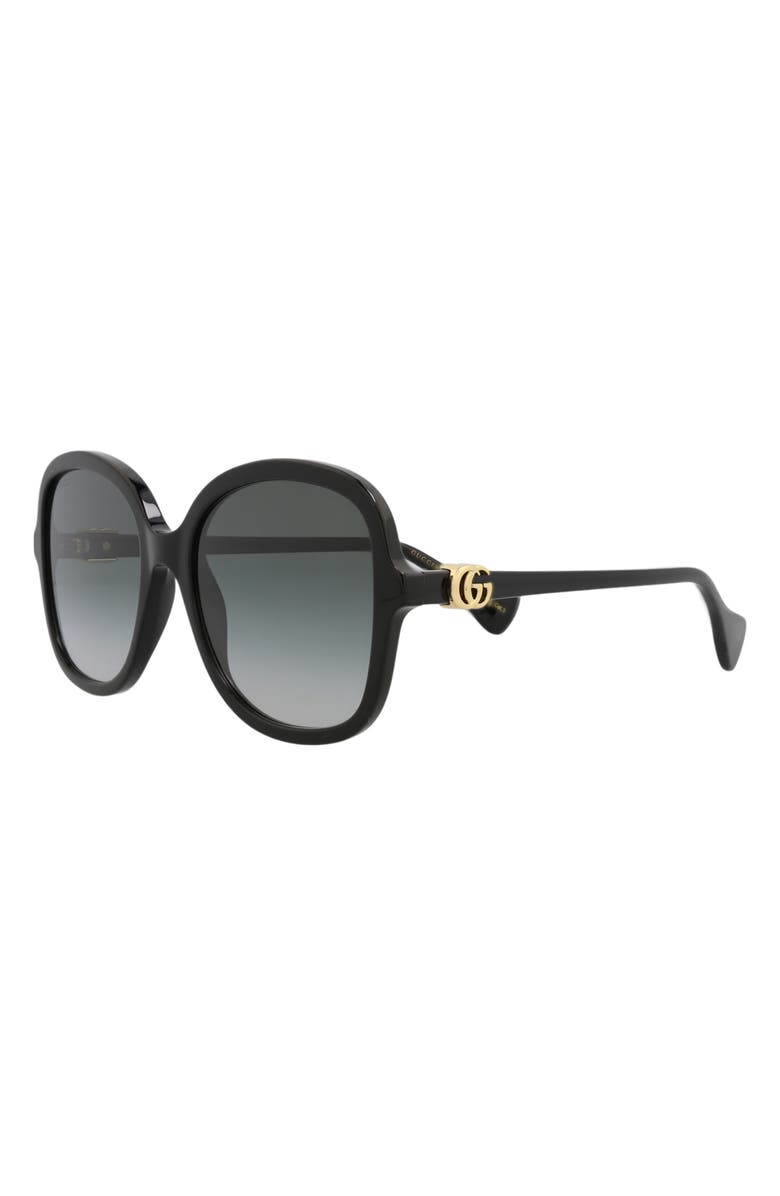 Gucci 56mm Butterfly Sunglasses, Alternate, color, Black Black Grey