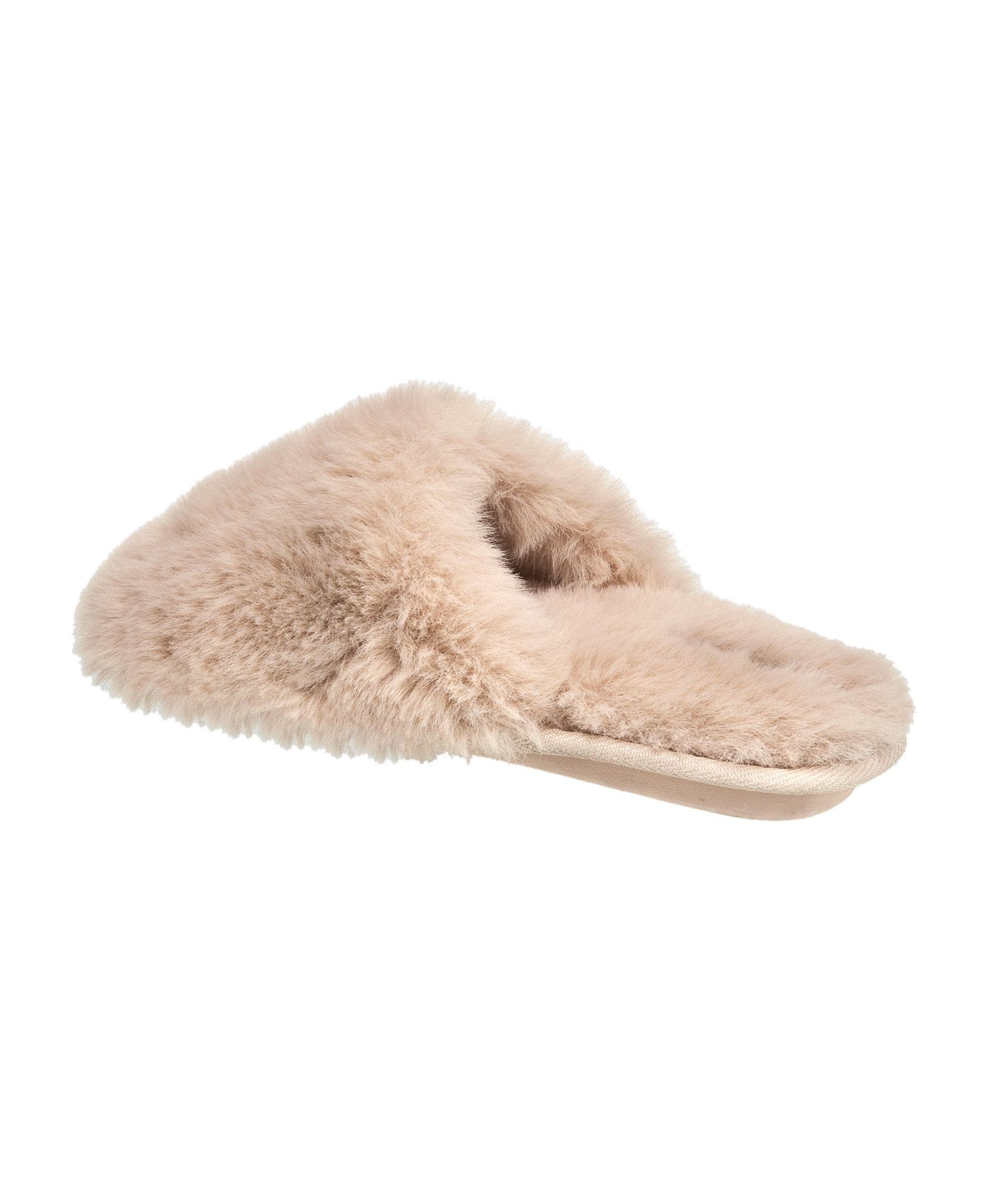 Faux Fur Closed Scuff Slipper, Alternate, color, Sand