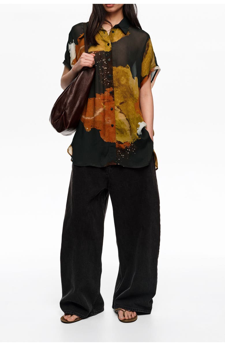 Bimba y Lola Blot Shirt With Flowing Sleeves, Alternate, color, Blot Xl Black