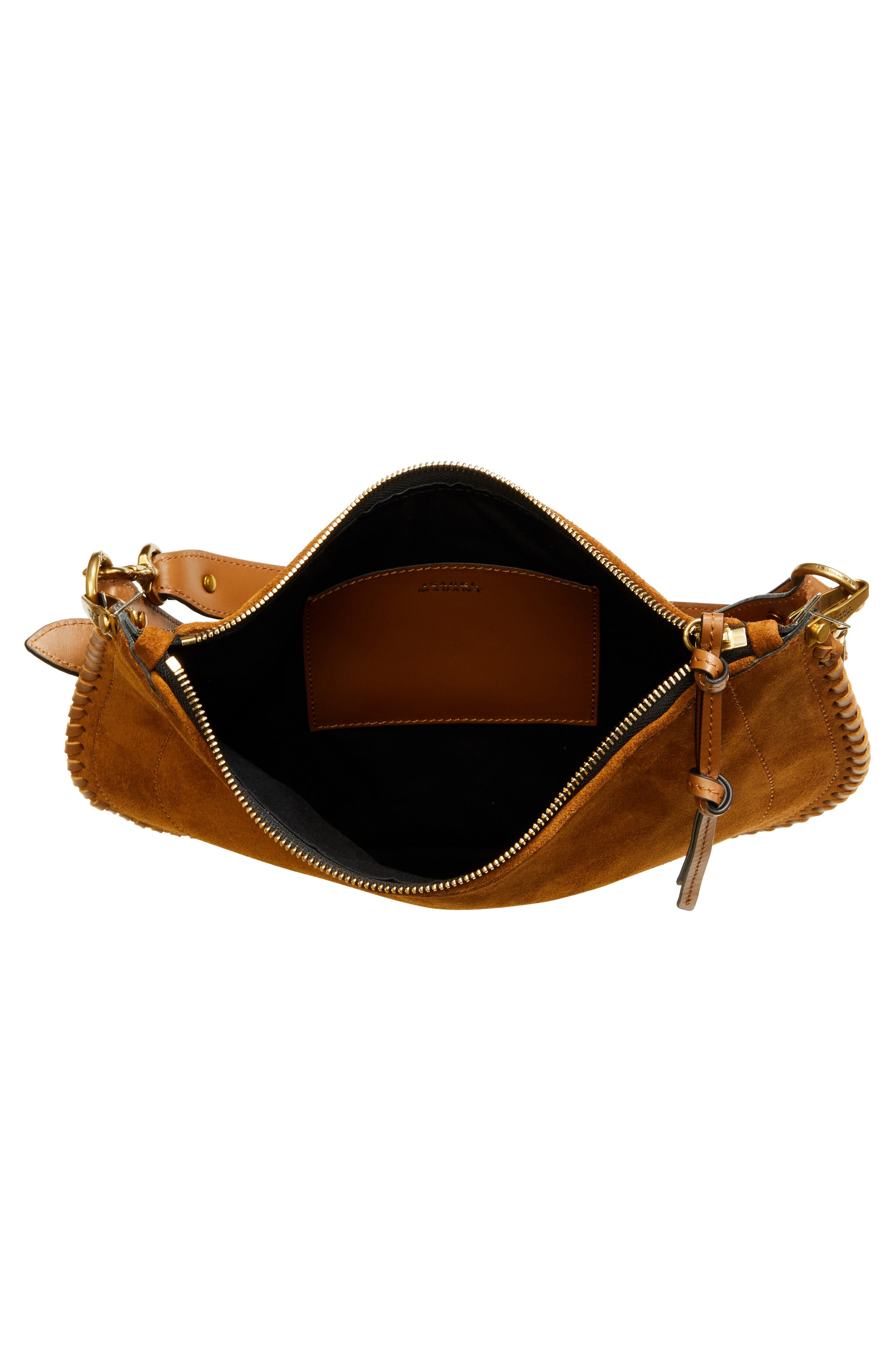 Isabel Marant Oskan Soft Zipped Shoulder Bag, Alternate, color, Cognac