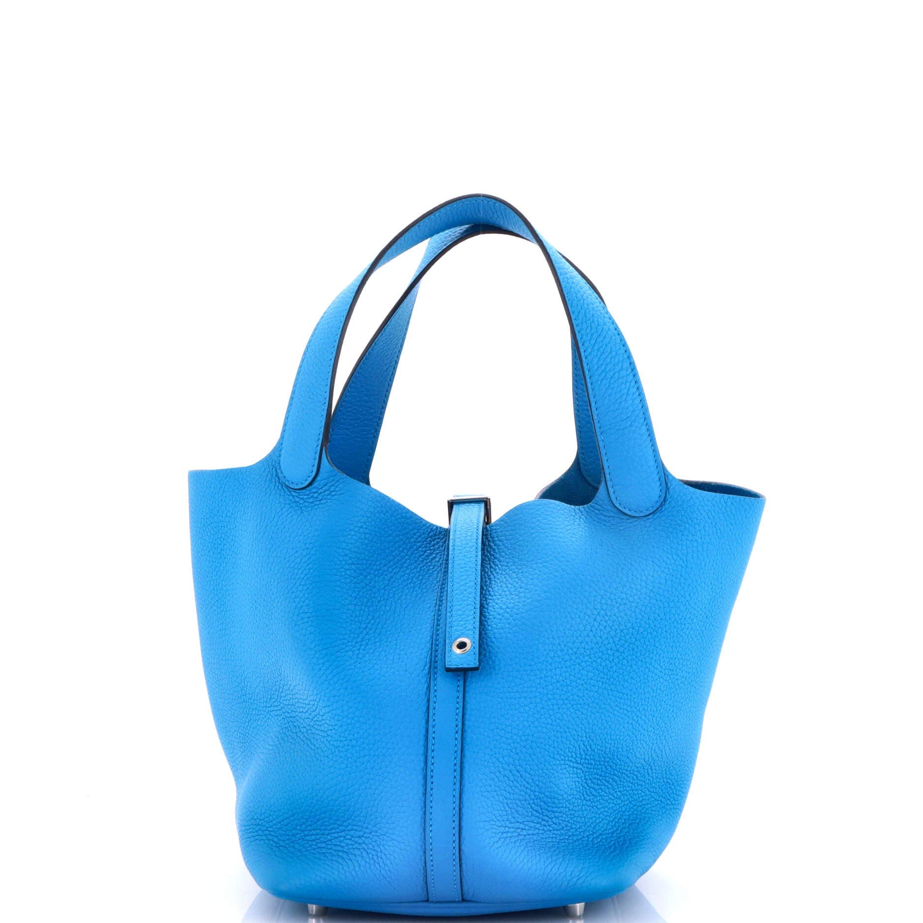 Pre-Owned Hermes Picotin Lock Bag Clemence MM, Main, color, Bleu Frida