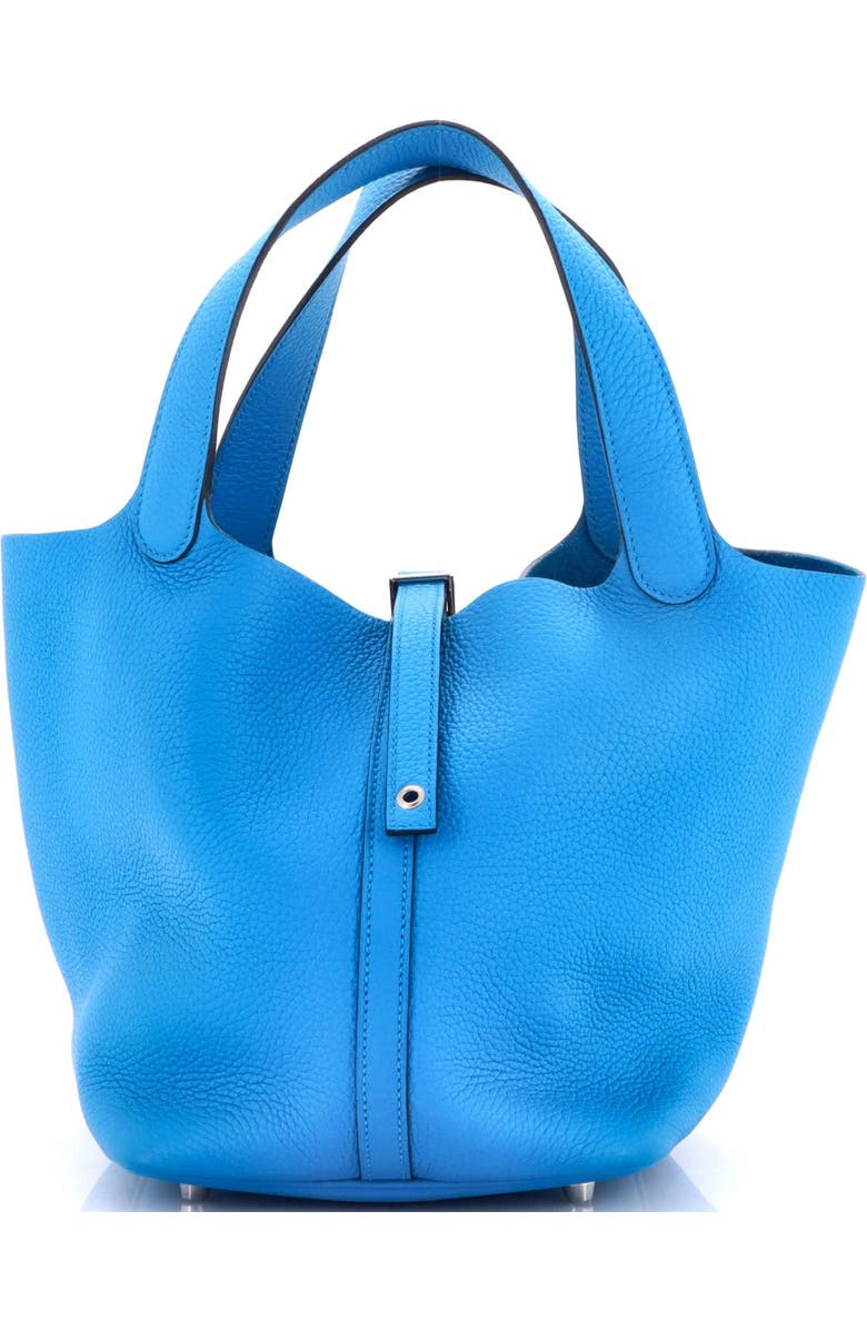 Pre-Owned Hermes Picotin Lock Bag Clemence MM, Main, color, Bleu Frida