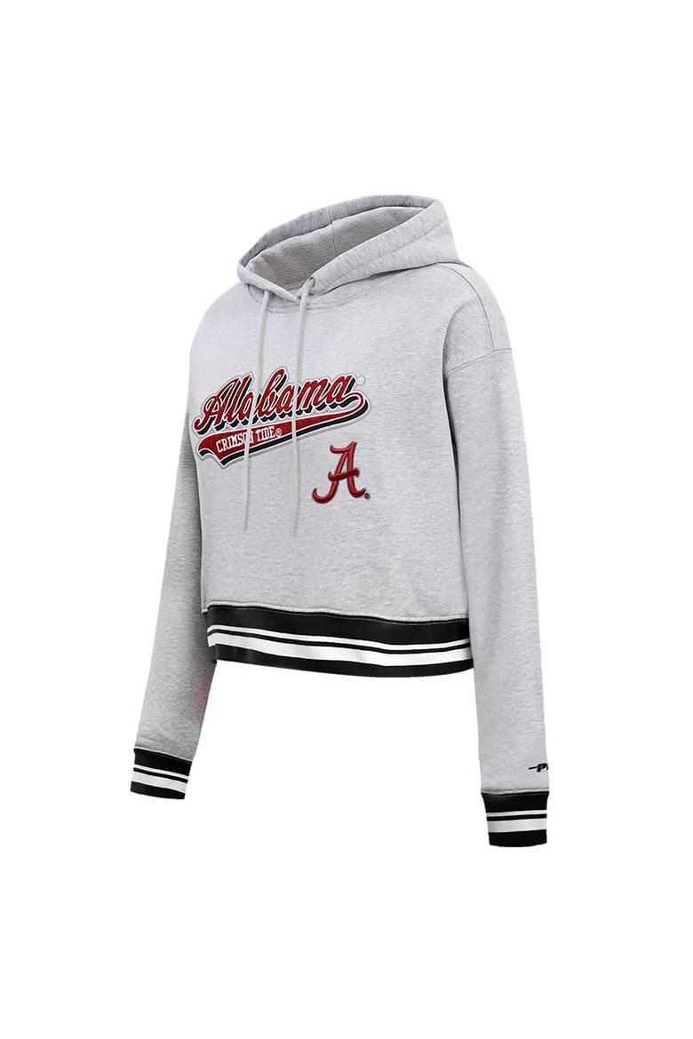 Women's Pro Standard Heather Gray Alabama Crimson Tide Script Tail Fleece Cropped Pullover Hoodie, Alternate, color, Heather Gray