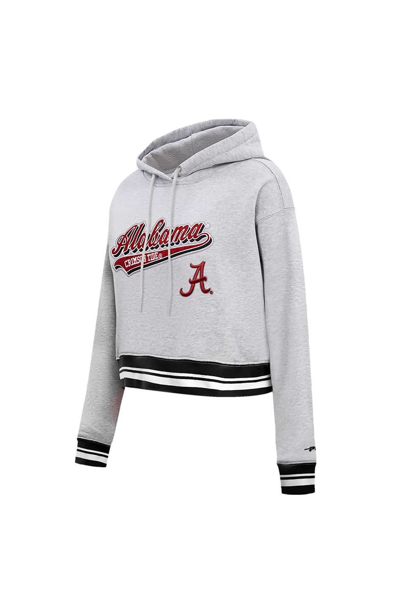 PRO STANDARD Women's Pro Standard Heather Gray Alabama Crimson Tide Script Tail Fleece Cropped Pullover Hoodie, Alternate, color, Heather Gray