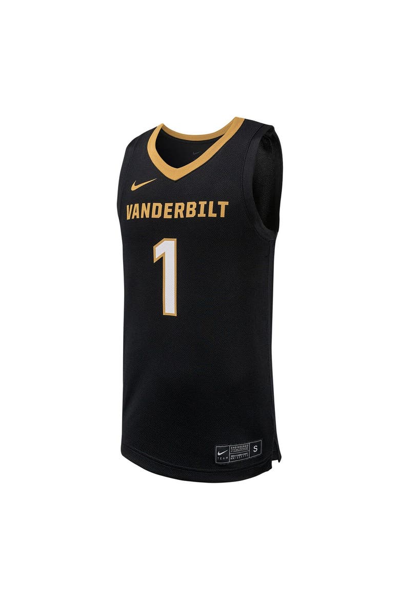 Men's Nike #1 Black Vanderbilt Commodores Replica Basketball Jersey, Alternate, color, Black
