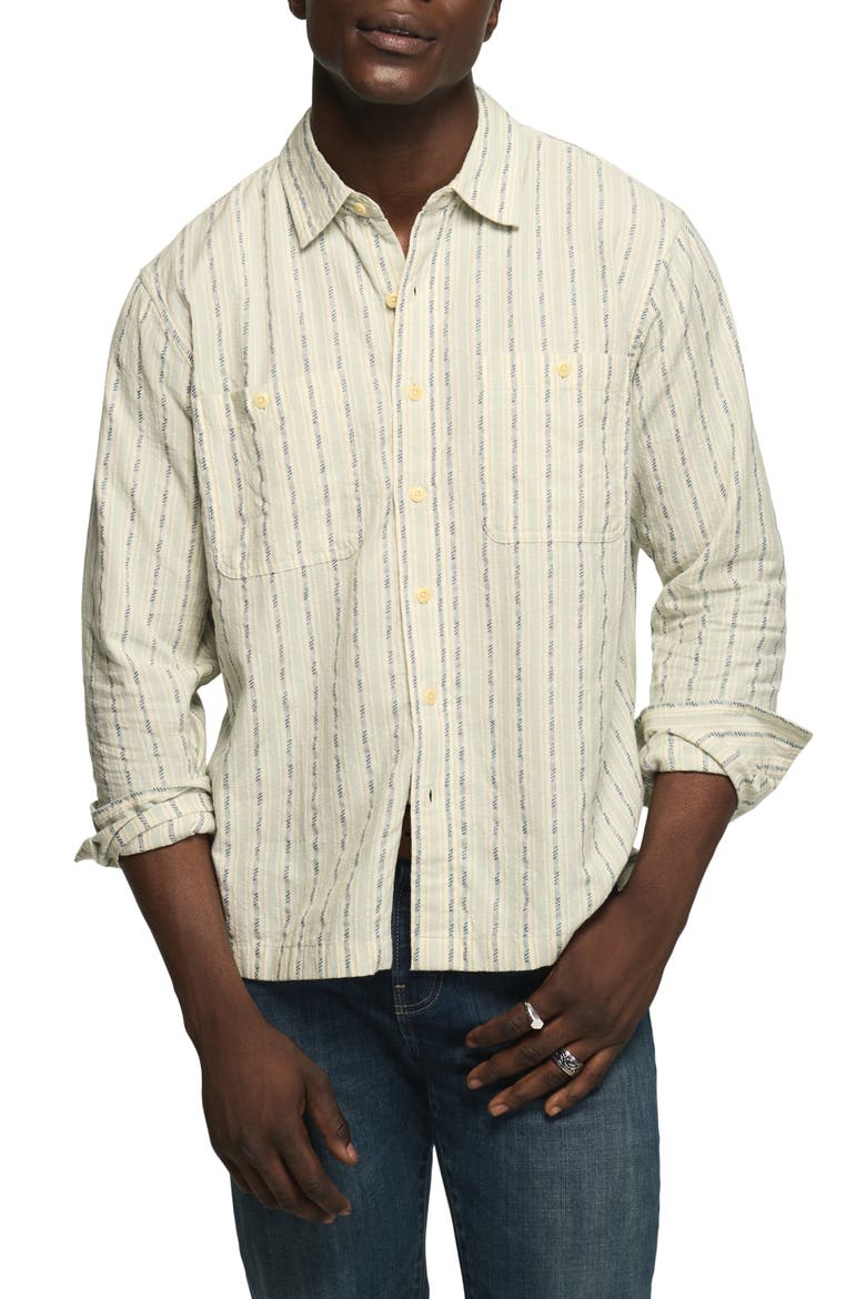 Striped Western Button Up Shirt, Main, color, BLUE STRIPE