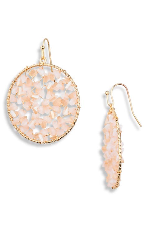 Beaded Circle Drop Earrings