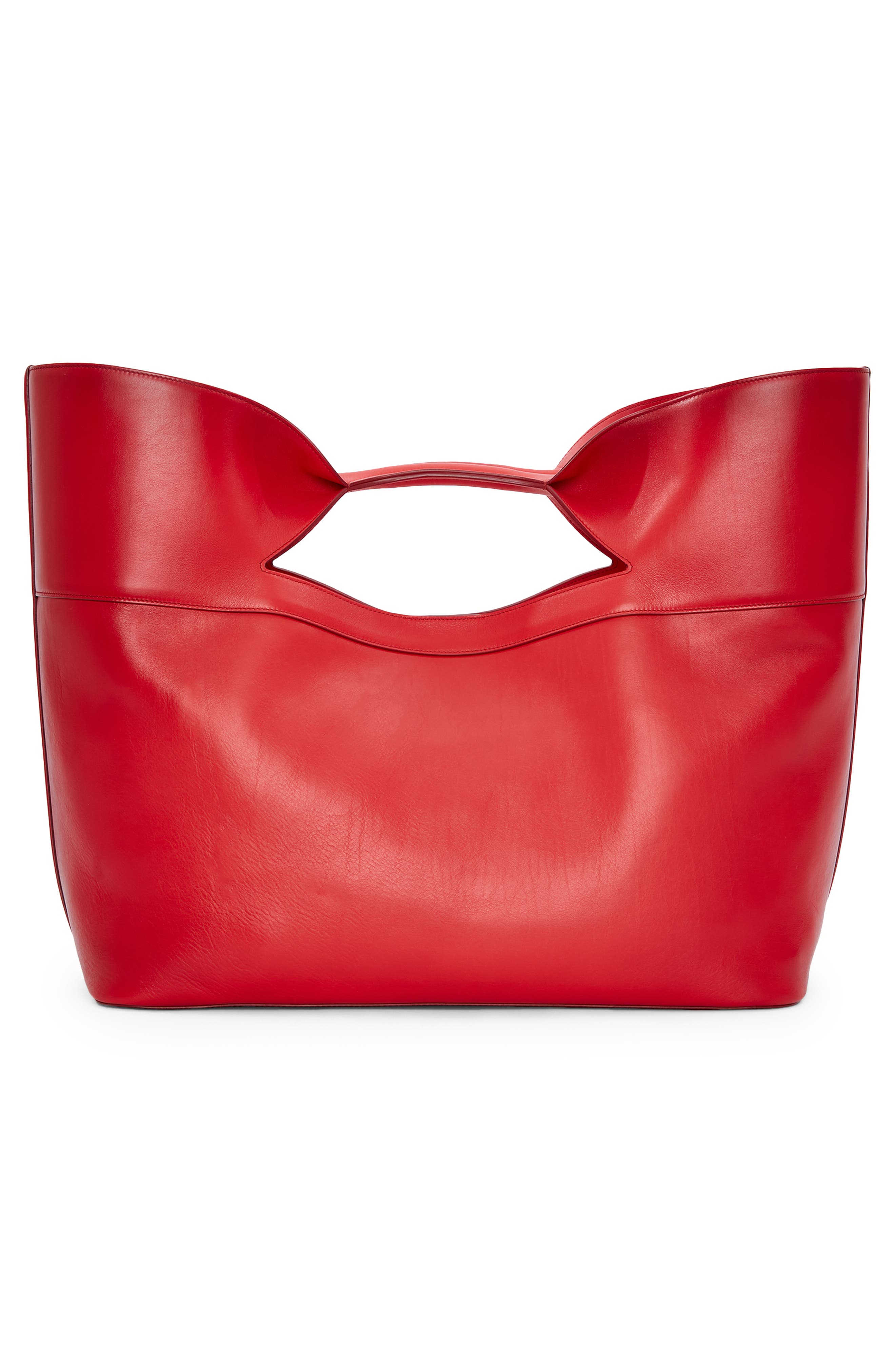 McQueen The Small Bow Leather Tote, Alternate, color, 