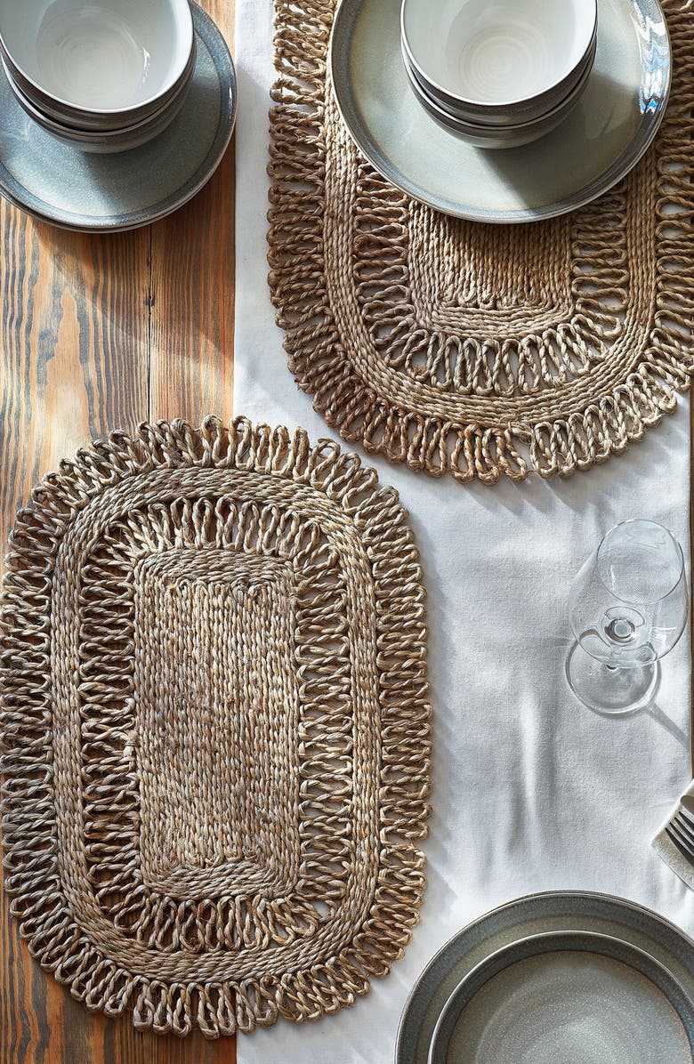 NEXT Set of 2 Woven Straw Placemats, Alternate, color, Natural