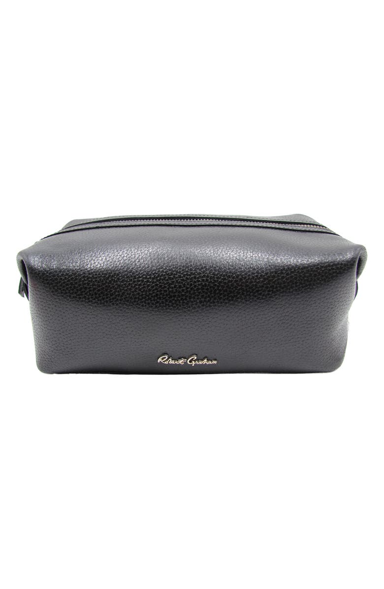 Robert Graham Manhattan Leather Dopp Kit, Alternate, color, Black