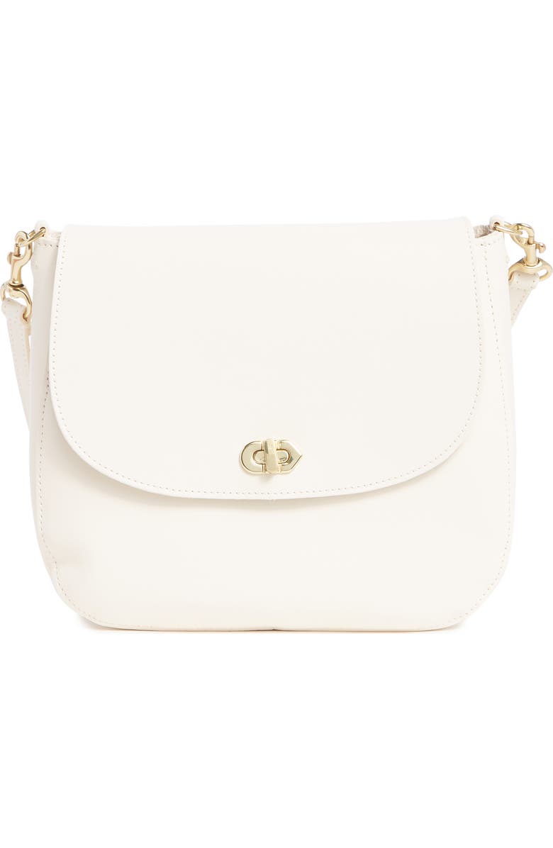 Clare V. Louis Leather Crossbody Bag, Main, color, Cream Veg