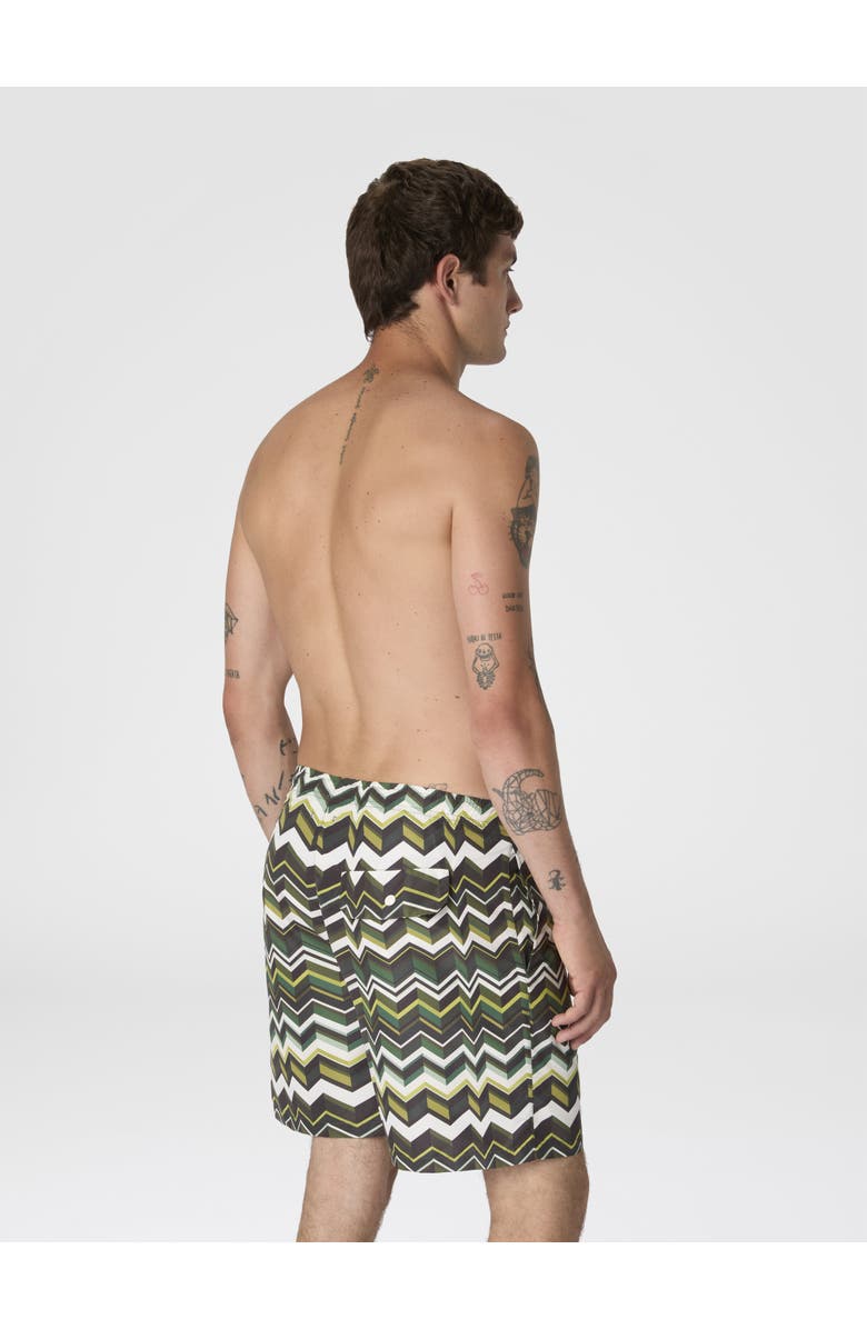UM Long Swim Shorts With Irregular Zigzag Print, Alternate, color, Green