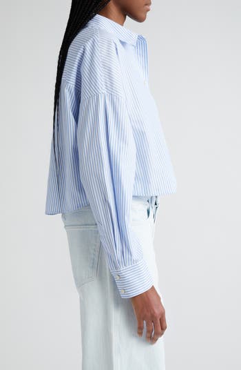 The Crop Stripe Cotton Button-Up Shirt