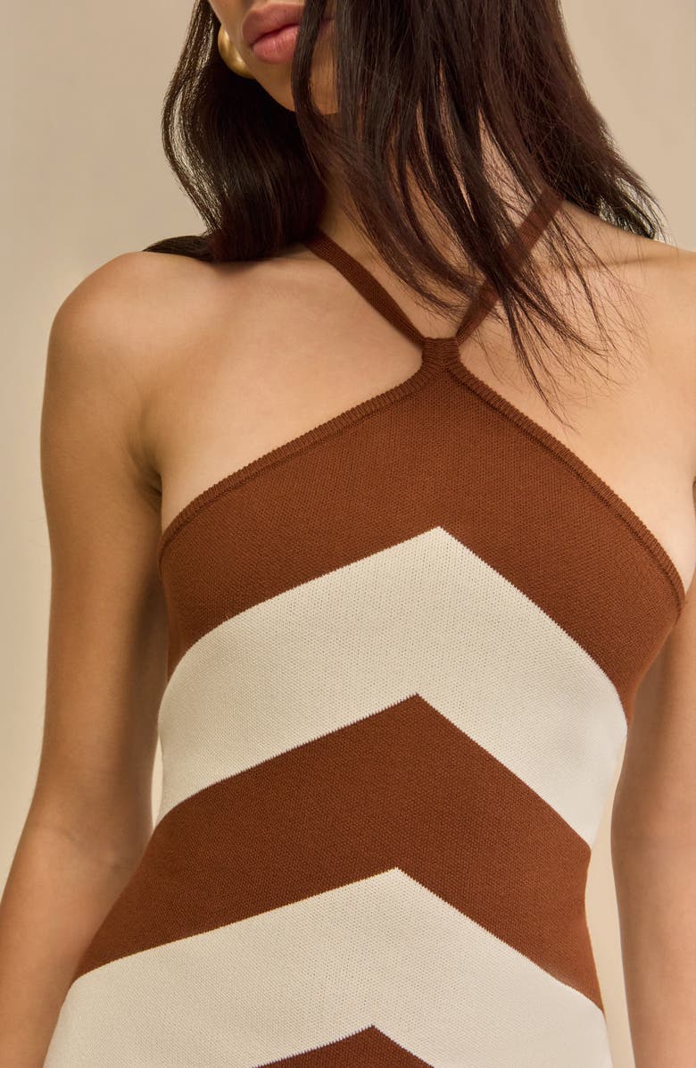 Cult Gaia Nelson Stripe Halter Sweater Dress, Alternate, color, Large Saddle Stripe