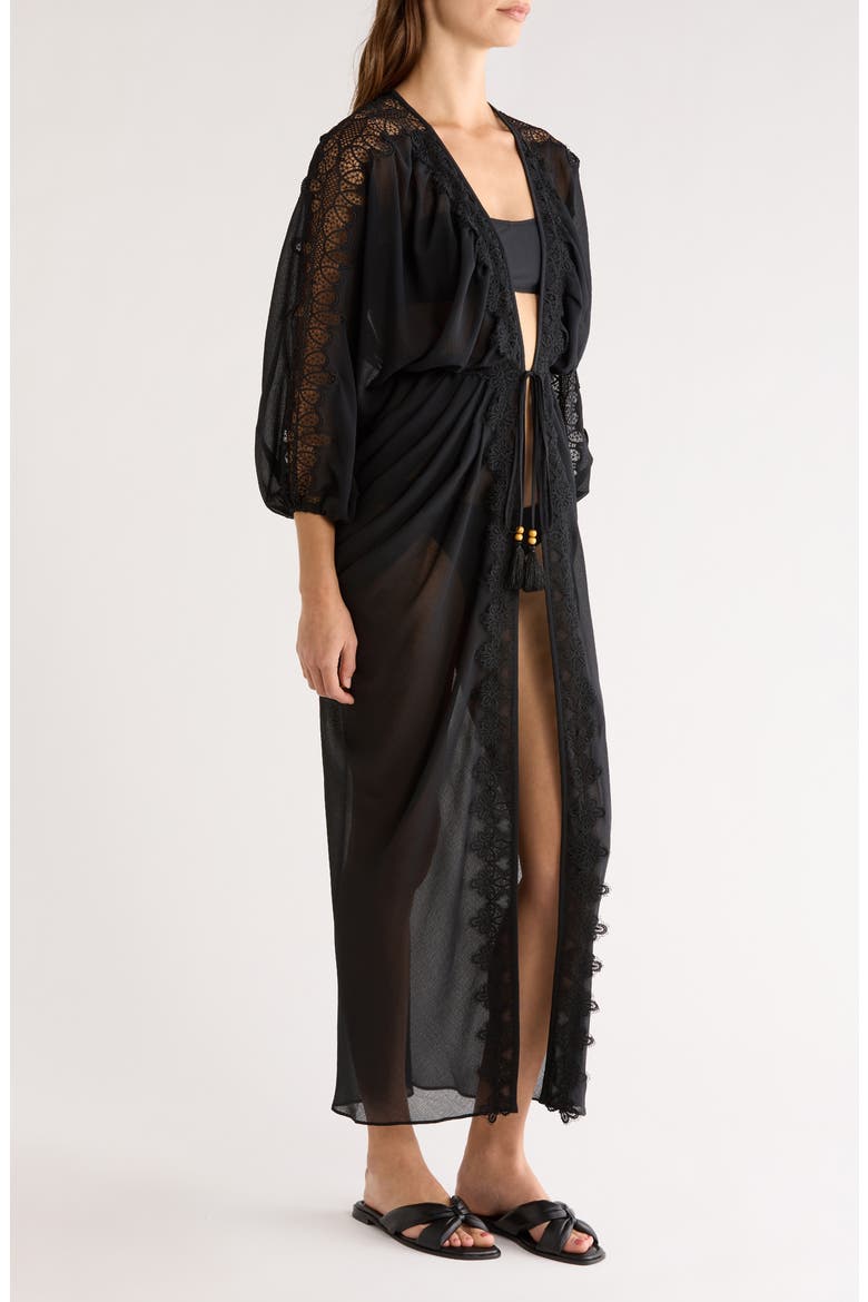 Bernice Lace Trim Cover-Up, Alternate, color, BLACK