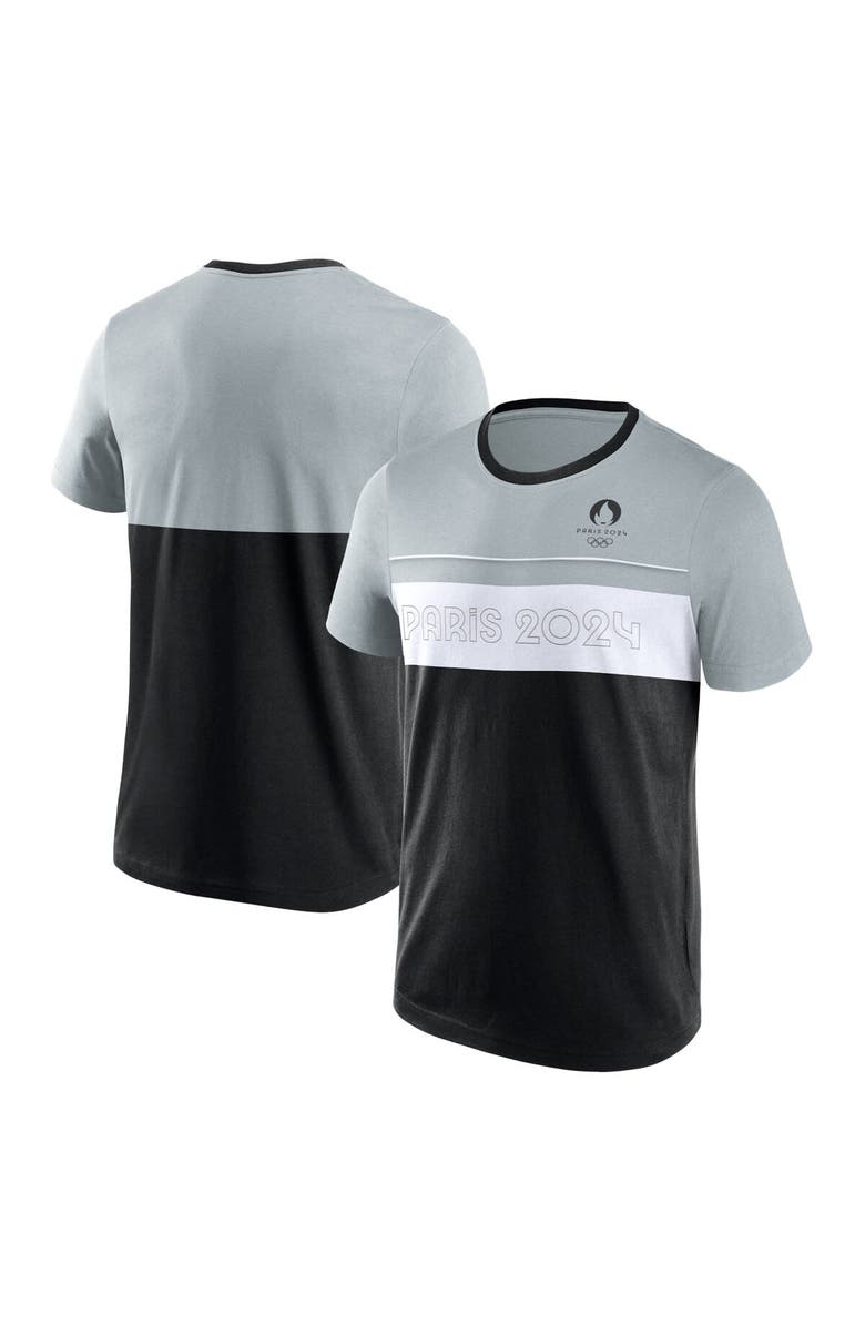 FANATICS Men's Fanatics Branded Black/Gray Paris 2024 Summer Olympics Edge Depth Outline Panel T-Shirt, Main, color, 