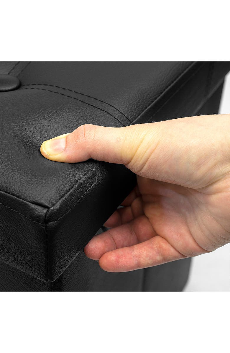 SORBUS Black Faux Leather Folding Storage Ottoman Chest Bench, Alternate, color, 