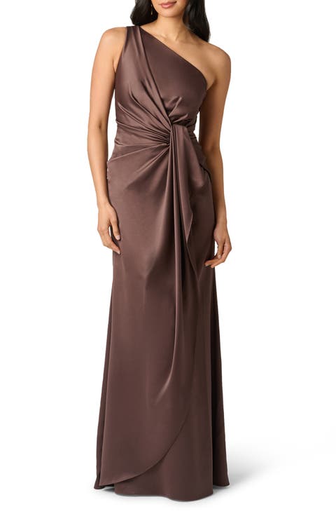 One-Shoulder Matte Satin Gown