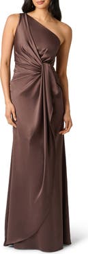 Adrianna Papell One-Shoulder Matte Satin Gown