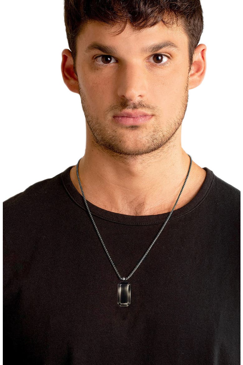 Mens' Brushed Stainless Steel Dog Tag Necklace, Alternate, color, GUNMETAL