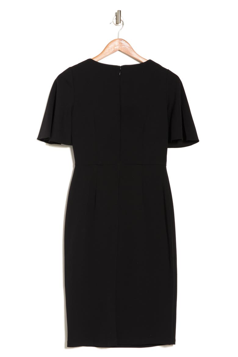 Flutter Sleeve Sheath Dress, Alternate, color, BLACK
