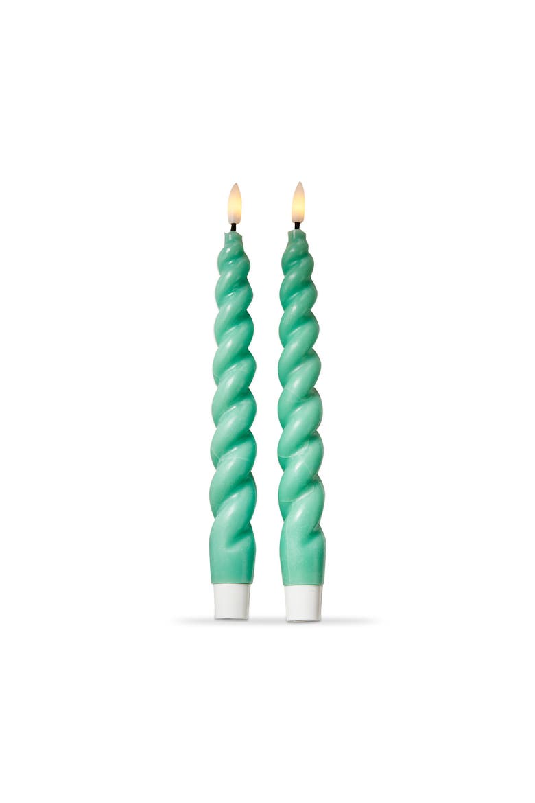 Spiral Led Tapers S/2 Green Green Paraffin Wax Spring, Main, color, Green