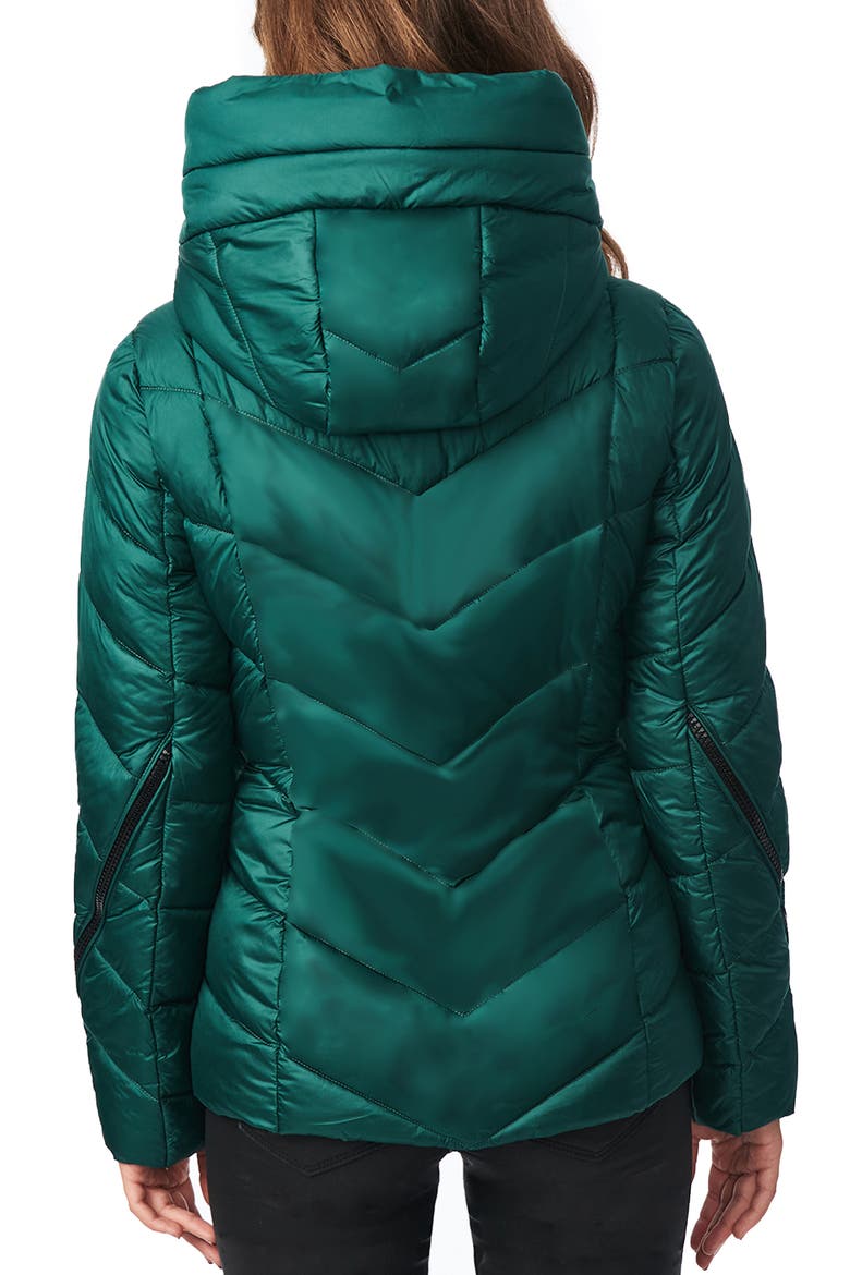 Water Resistant Hooded Puffer Coat, Alternate, color, FOREST GREEN