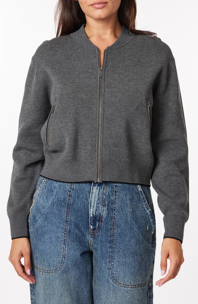 Scotch & Soda Compact Knit Crop Bomber Cardigan, Main, color, 