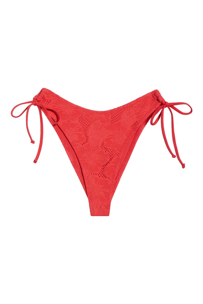 Oasis Jacquard Bikini Bottoms, Alternate, color, RED