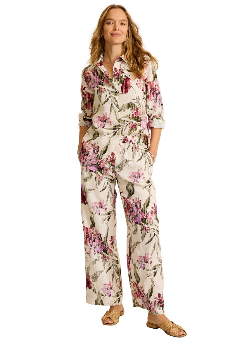 Orchid Isle Relaxed Fit Linen Button-Up Shirt, Alternate, color, COCONUT