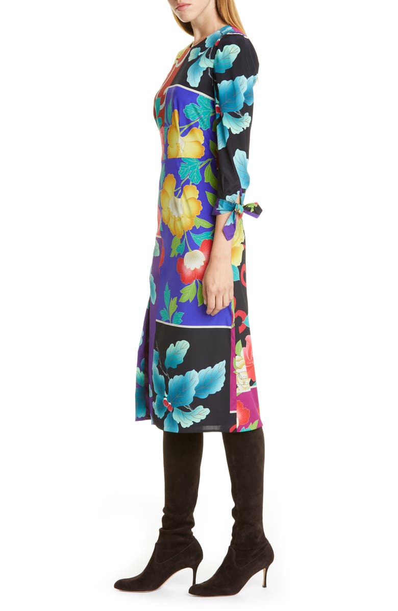 Etro Patchwork Floral Stretch Silk Dress, Alternate, color, 
