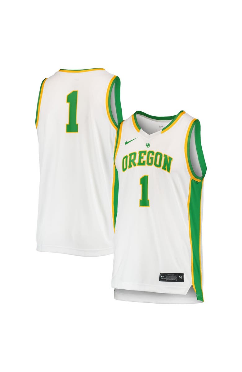 Nike Unisex Nike #1 White Oregon Ducks Women's Basketball Throwback Replica Jersey, Main, color, White