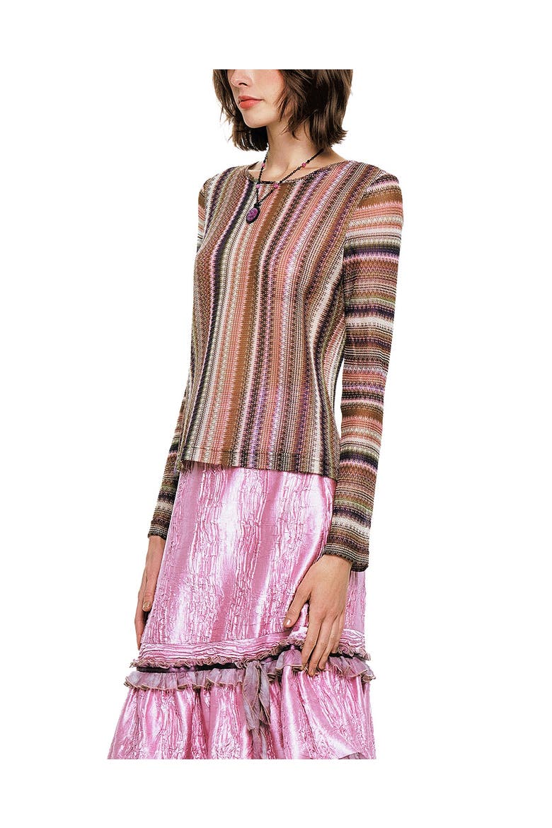 Wavy Chevron Knit Long Sleeve Stripe Top, Alternate, color, Mauve Multi