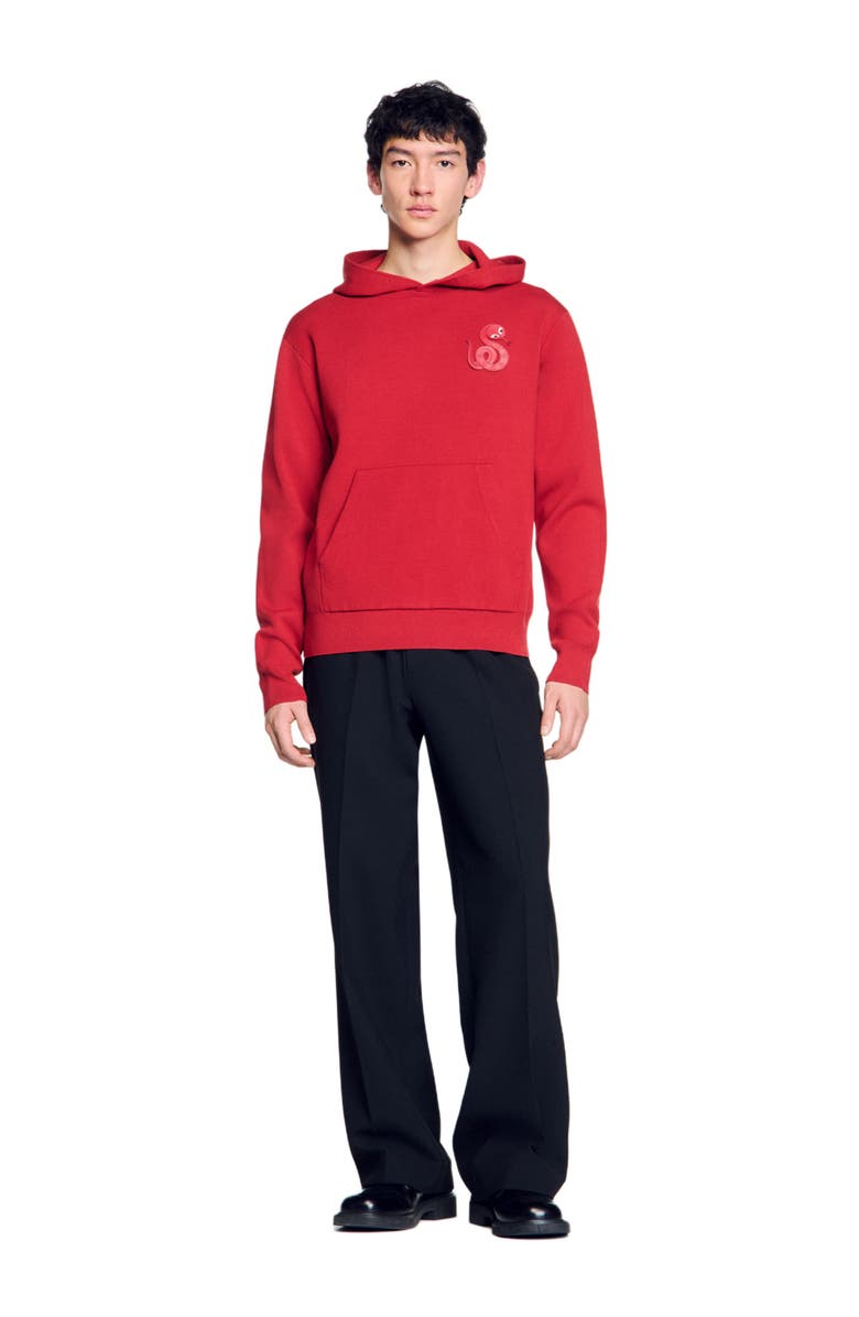 SANDRO Knit sweatshirt with snake detail, Alternate, color, 