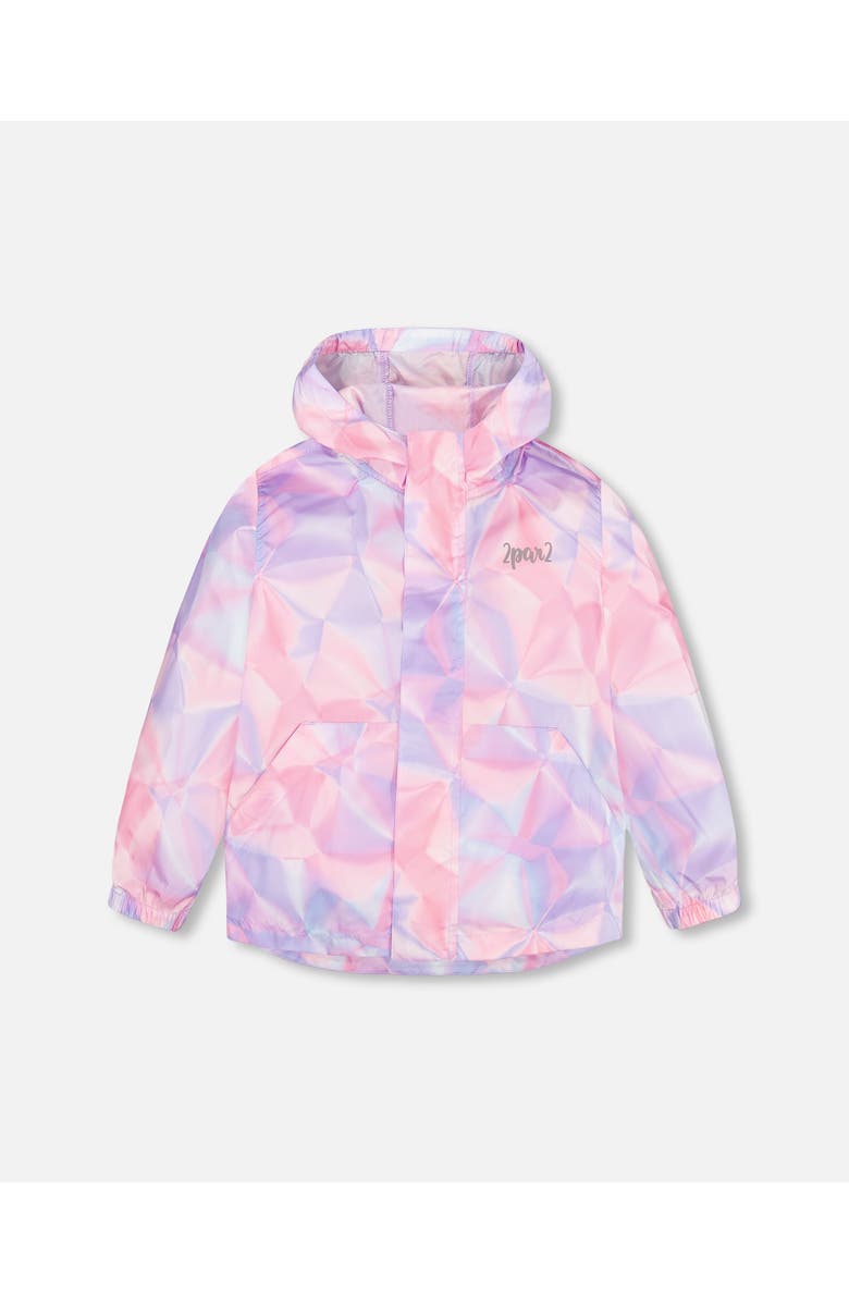Deux par Deux Girl's Packable Windbreaker Printed Foil Pastel, Main, color,