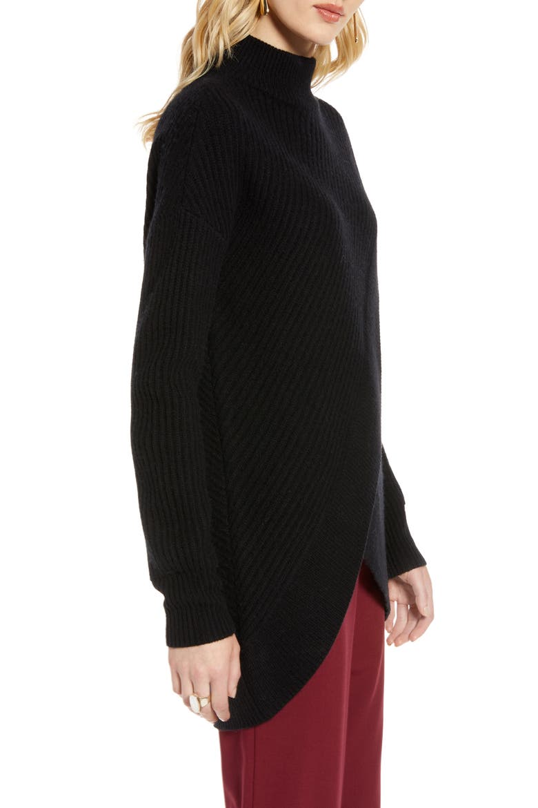 Faux Wrap Cashmere Blend Sweater, Alternate, color, BLACK