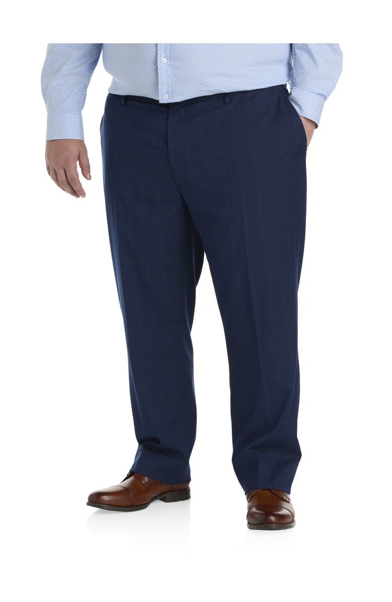 Oak Hill by DXL Big
Tall Windowpane Suit Pants, Main, color, Navy