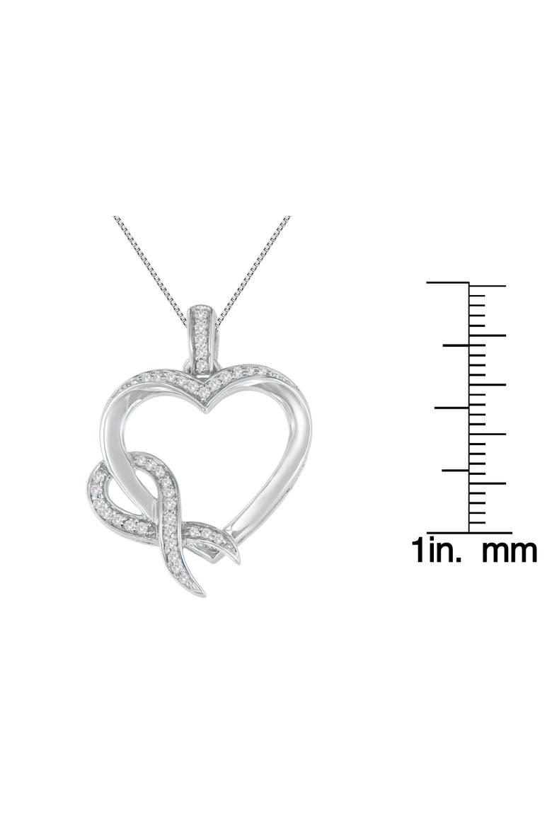 Silver 1/6 cttw Diamond Heart Pendant Necklace, Alternate, color, White