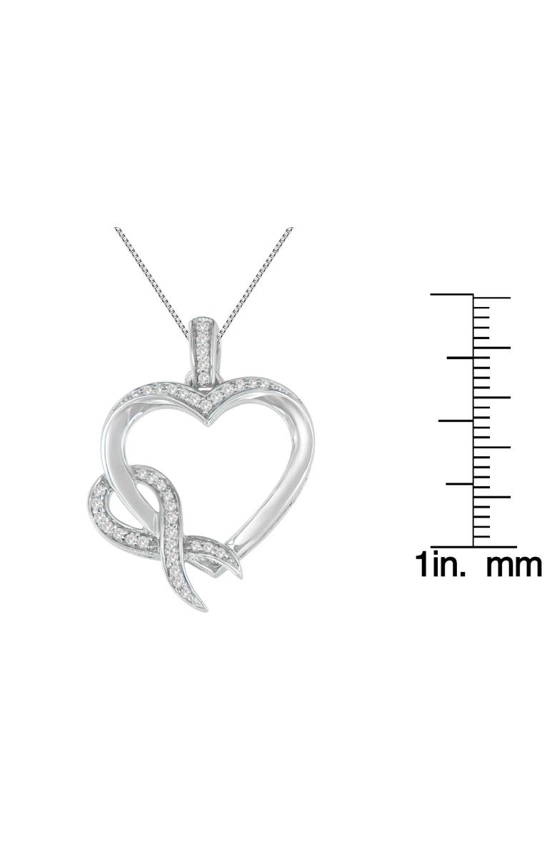 Haus of Brilliance Silver 1/6 cttw Diamond Heart Pendant Necklace, Alternate, color, White