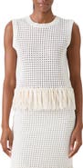 Akris punto Fringe Hem Mesh Knit Cotton Shell